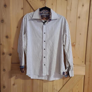 Visconti Uomo Men's L Flip Cuff 2 Ply Mercerized Cotton Embroidered Paisley